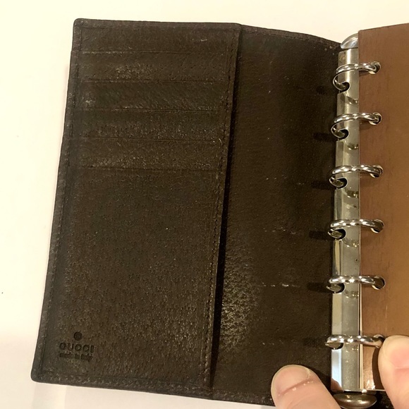 GUCCI MONOGRAM Leather Canvas Agenda Binder Passport Holder Credit Card Wallet - Picture 12 of 17